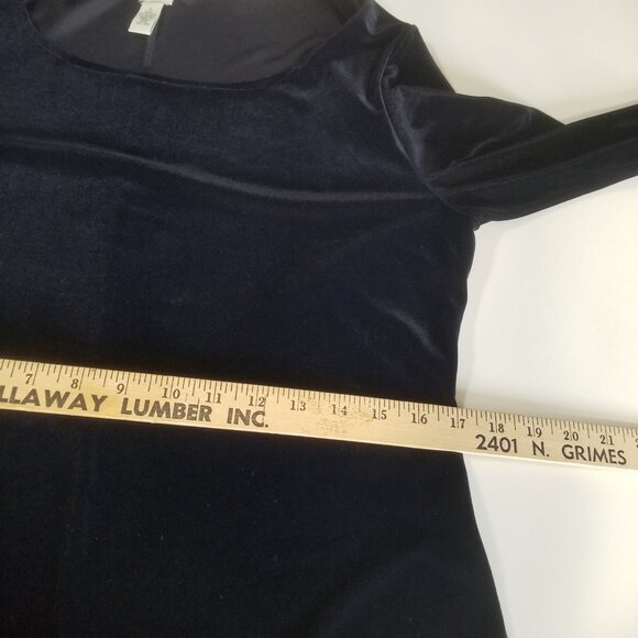 Gap Womens Dress L Maxi Solid Navy Blue Long Sleeve Velour Sheath Scoop Neck Lon - Picture 4 of 9